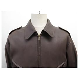 Hermès-HERMES BOMBER JACKET BROWN DEER LEATHER SIZE 54 L LEATHER COAT JACKET-Brown