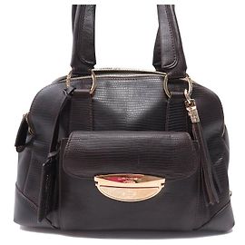 LANCEL ADJANI LIZARD BOLSA DE OMBRO DE COURO BOLSA DE MÃO MARROM Marrom