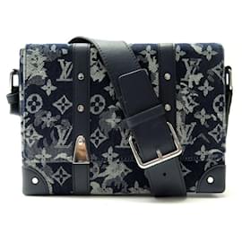 Louis Vuitton-NEW LOUIS VUITTON MESSENGER TRUNK BAG M45727 MONOGRAM TAPESTRY BANDOULIERE BAG-Blue