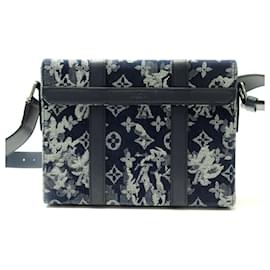 Louis Vuitton-NEW LOUIS VUITTON MESSENGER TRUNK BAG M45727 MONOGRAM TAPESTRY BANDOULIERE BAG-Blue