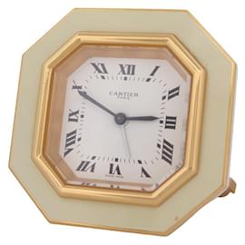 Cartier-VINTAGE CARTIER TRAVEL ALARM CLOCK 7507 MECHANICAL LACQUER CLOCK CLOCK-Golden