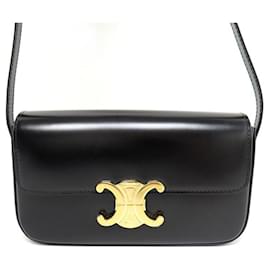 Céline-NEW CELINE CLAUDE HANDBAG CALF SATIN 194143BF4 NEW HAND BAG PURSE-Black