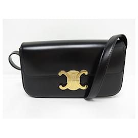 Céline-NEW CELINE CLAUDE HANDBAG CALF SATIN 194143BF4 NEW HAND BAG PURSE-Black