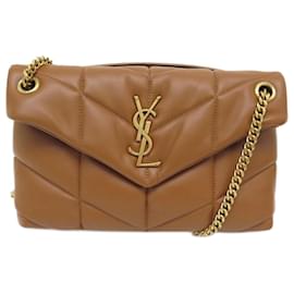 Yves Saint Laurent-NEUE SAINT LAURENT LOULOU PUFFER KLEINE HANDTASCHE 577476 NEUE HANDTASCHE GELDBÖRSE-Kamel