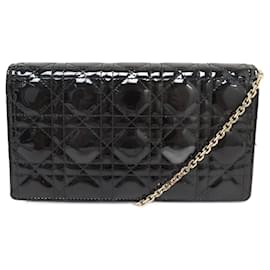 Christian Dior-NUEVO BOLSO DE MANO CHRISTIAN DIOR BOLSO BANDOLERA DE CHAROL PARA SEÑORA-Negro