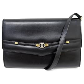 Gucci-BORSA A MANO GUCCI VINTAGE IN PELLE NERA BORSA A MANO A TRACOLLA IN PELLE NERA-Nero