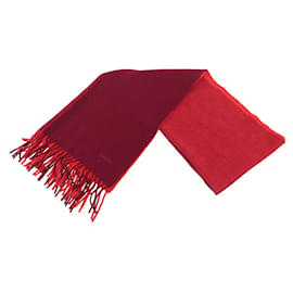 Hermès-Mit HERMES gefütterter Schal mit Fransen, 170 cm, zweifarbiger Kaschmir-Kaschmirschal-Rot