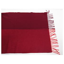 Hermès-HERMES lined FACE FRINGED SCARF 170CM BICOLOR CASHMERE CASHMERE SCARF-Red