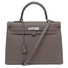 Hermès-NUEVO BOLSO HERMES KELLY II 35 VENDEDOR MONEDERO BANDOULIERE ETOUPE DE CUERO EPSOM-Gris pardo