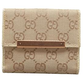 Gucci-Portefeuille compact en toile Gucci GG Portefeuille court en toile 112716 en bon état-Autre