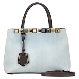 Fendi-Fendi Denim 2Jours Tote Denim Sac à bandoulière 8BH253 en bon état-Autre