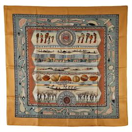 Hermès-Hermes Carre 90 Vie Du Fleuve Silk Scarf Canvas Scarf in Good condition-Other