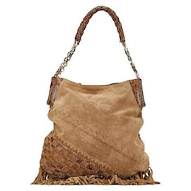 Jimmy Choo-Jimmy Choo Suede Tatum Fringe Hobo Leather Handbag in Good condition-Other