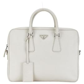 Prada-Prada Saffiano Work Bag Bolsa de couro 2VE368 em bom estado-Outro