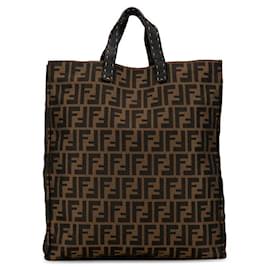 Fendi-Fendi Zucca Canvas Tote Bag Sac à main en toile en bon état-Autre