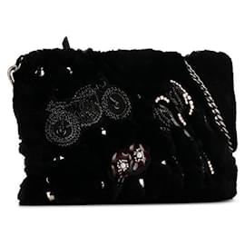 Miu Miu-Miu Miu Pearl Appliqué Lapin Fur Chain Shoulder Bag Canvas Shoulder Bag in Excellent condition-Other