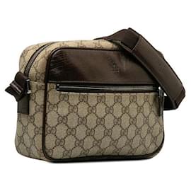 Gucci-Gucci GG Canvas Crossbody Bag Bolsa de ombro de lona 114291 em bom estado-Outro