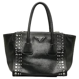 Prada-Prada Leather Studs Twin Pocket Tote  Leather Handbag B2625O in Good condition-Other