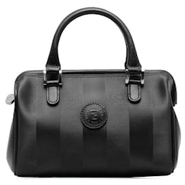 Fendi-Fendi Pequin Mini Boston Bag  Canvas Handbag in Good condition-Other