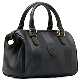 Fendi-Sac à main Fendi Pequin Mini en cuir PVC bleu marine en très bon état-Bleu