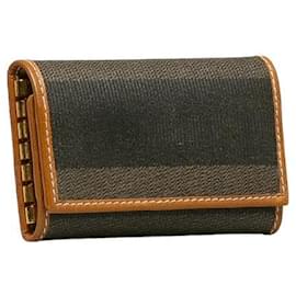 Fendi-Fendi Pequin 6 Key Holder PVC Leather Black Brown-Black