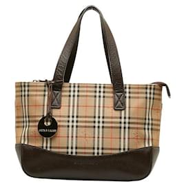 Burberry-Burberry Haymarket Check Handbag  Canvas Handbag in Good condition-Other