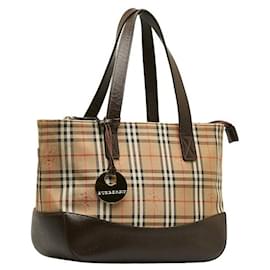 Burberry-Burberry Haymarket Check Handbag  Canvas Handbag in Good condition-Other