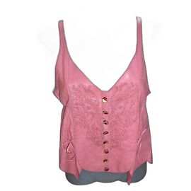 Christian Lacroix Bustier cuir rose. Taille 38. Rose
