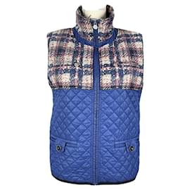 Chanel-CC Buttons Quilted Puffer Vest-Blue