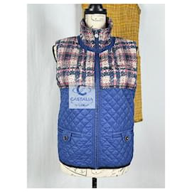 Chanel-CC Buttons Quilted Puffer Vest-Blue