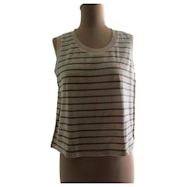 Sonia Rykiel-Striped velvet top, size L.-Beige