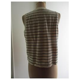 Sonia Rykiel-Striped velvet top, size L.-Beige