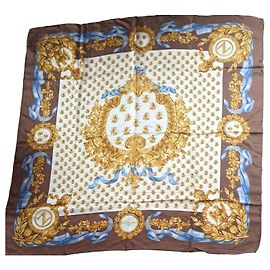 Pañuelo de seda Lancel Amarillo Marrón Azul Multicolor
