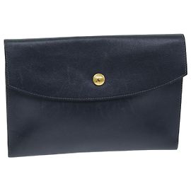 Hermès HERMES Pochetto Rio Pochette Cuir Marine Auth 74590 Bleu Marine