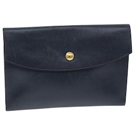 Hermès-HERMES Pochetto Rio Pochette Cuir Marine Auth 74590-Bleu Marine