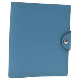 Hermès-HERMES Yuris PM Day Planner Cover Leather Blue Auth bs14204-Blue