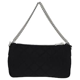 Prada-Bolso de hombro con cadena PRADA Nylon 2way Negro Auth 73993A-Negro