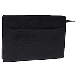 Louis Vuitton-Bolsa clutch LOUIS VUITTON Epi Pochette Homme preta M52522 Autenticação de LV12640-Preto