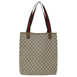 Gucci-GUCCI GG Supreme Web Sherry Line Einkaufstasche PVC Beige Rot 40 02 003 Auth yk12529-Rot,Beige