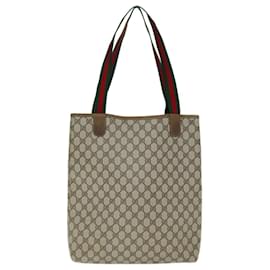 Gucci-GUCCI GG Supreme Web Sherry Line Sac cabas PVC Beige Rouge 40 02 003 Auth yk12529-Rouge,Beige