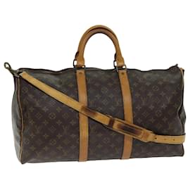 Louis Vuitton-LOUIS VUITTON Monogramm Keepall Bandouliere 50 Boston Tasche M41416 LV Auth 74177-Monogramm