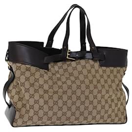 Gucci-GUCCI GG Canvas Tote Bag Beige 106251 Auth yk12513-Beige