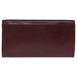 Cartier-CARTIER Clutch Bag Leather Wine Red Auth bs14298-Other