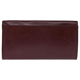 Cartier-CARTIER Pochette Cuir Vin Rouge Auth bs14298-Autre