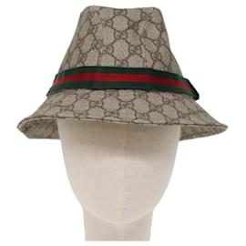 Gucci-GUCCI GG Supreme Web Sherry Line Cappello PVC M Beige Rosso Verde Auth yk12592-Rosso,Beige,Verde