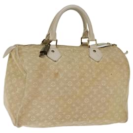 Louis Vuitton-Borsa LOUIS VUITTON Monogram Mini Lin Speedy 30 Bianca Dunne M95319 LV Auth bs14261-Bianco,Altro