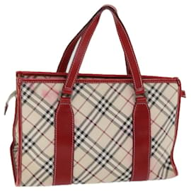 Burberry-BURBERRY Nova Check Blue Label Hand Bag Canvas Beige Auth bs14288-Beige