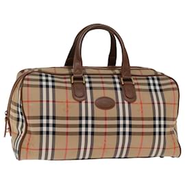 Autre Marque-Burberrys Nova Check Boston Bag Lona Beige Auth yk12463-Beige