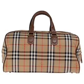 Autre Marque-Burberrys Nova Check Boston Bag Toile Beige Auth yk12463-Beige