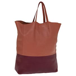 Céline-CELINE Horizontal Cabas Tote Bag Leather Bordeaux Orange Auth ar11846-Other,Orange